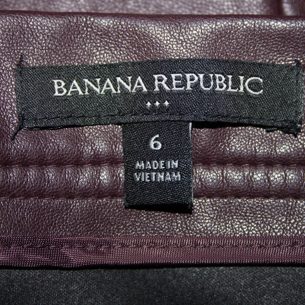 Banana Republic Sz 6 Purple Faux Leather Unlined Polyester Polyurethane Skirt