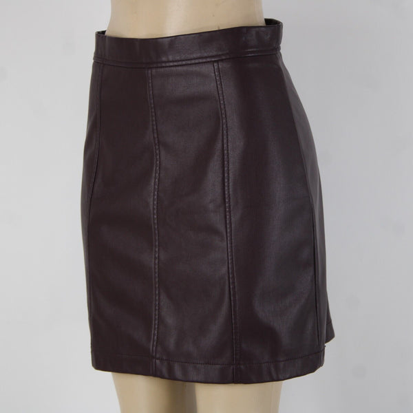 Banana Republic Sz 6 Purple Faux Leather Unlined Polyester Polyurethane Skirt