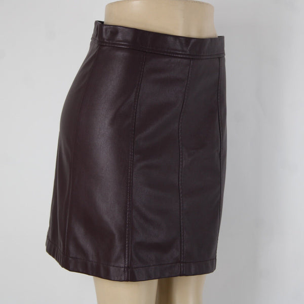 Banana Republic Sz 6 Purple Faux Leather Unlined Polyester Polyurethane Skirt