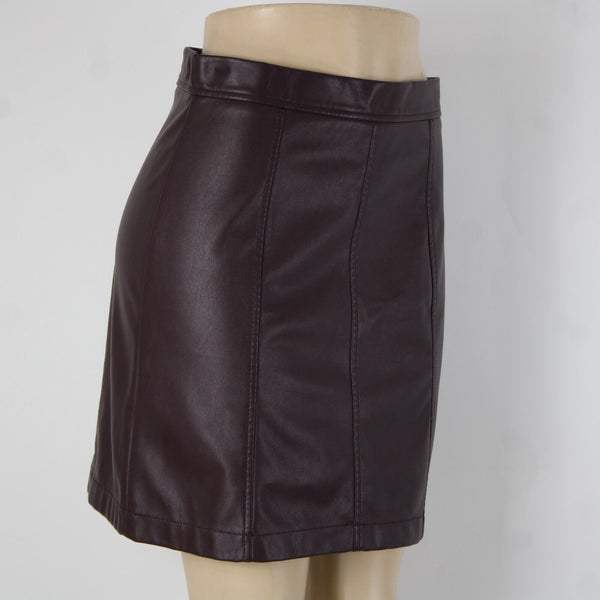 Banana Republic Sz 6 Purple Faux Leather Unlined Polyester Polyurethane Skirt