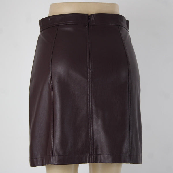 Banana Republic Sz 6 Purple Faux Leather Unlined Polyester Polyurethane Skirt