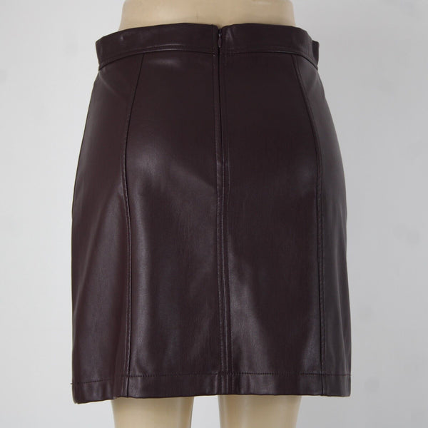 Banana Republic Sz 6 Purple Faux Leather Unlined Polyester Polyurethane Skirt