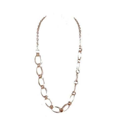 Grailang 36" Ext. 3" Rose Goldtone Chain Hammered Ovals Lobster Clasp Necklace