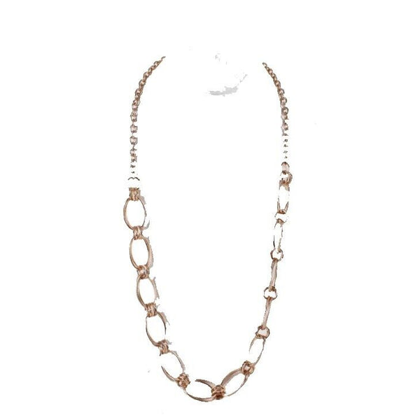 Grailang 36" Ext. 3" Rose Goldtone Chain Hammered Ovals Lobster Clasp Necklace