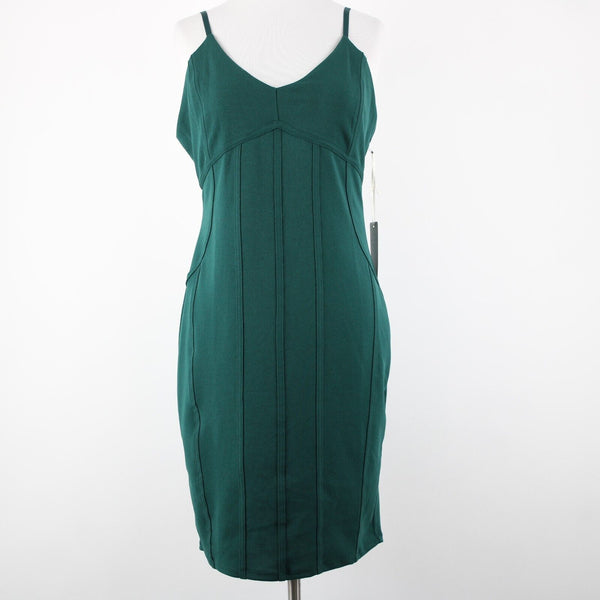 Iris NEW Sz XL Green V Neck Sleeveless Polyester Spandex Bodycon Dress