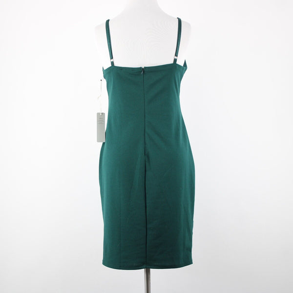 Iris NEW Sz XL Green V Neck Sleeveless Polyester Spandex Bodycon Dress