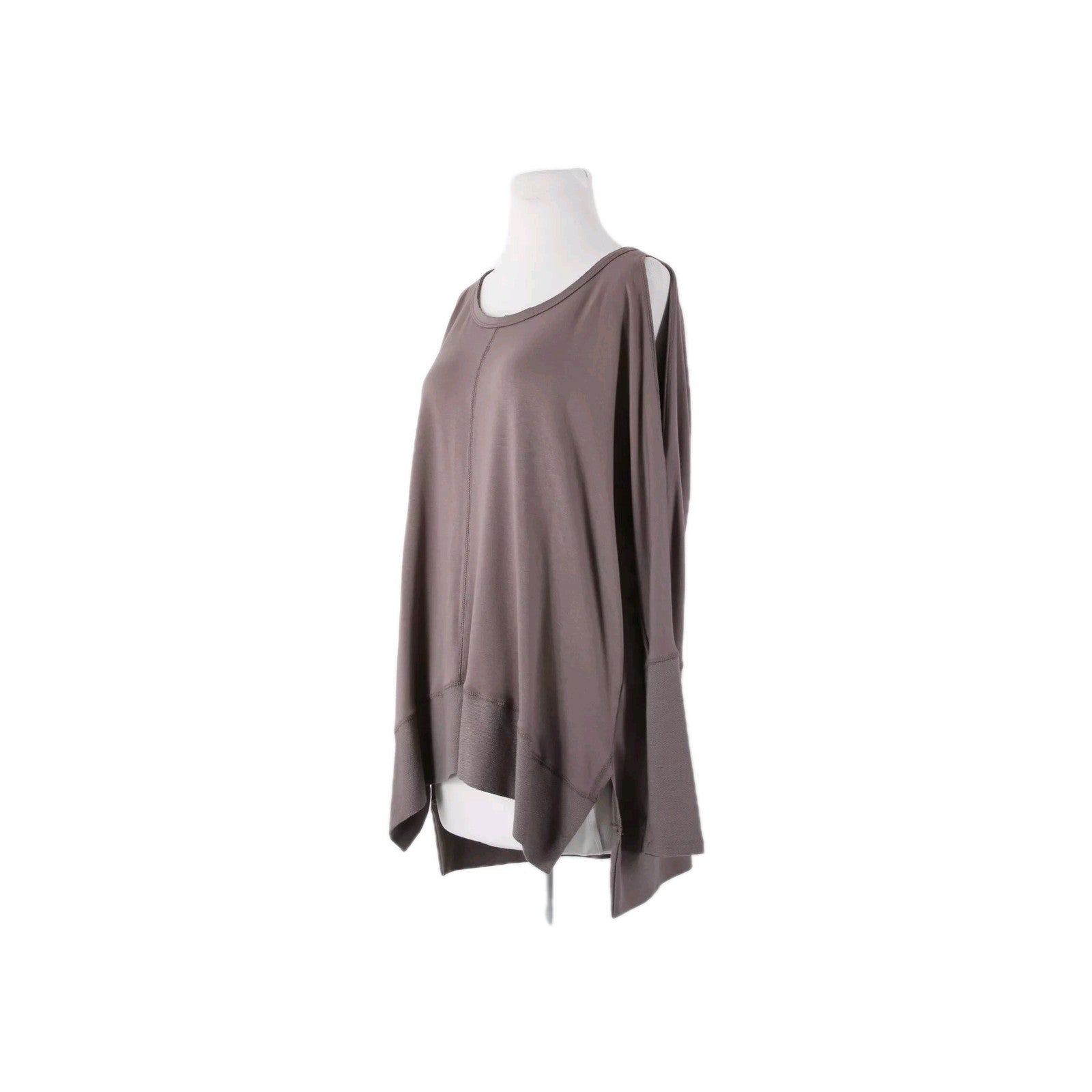 Wishlist NEW $39 Sz S Dusty Brown Asymmetrical Cold Shoulder Rayon Viscose Top