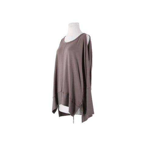 Wishlist NEW $39 Sz S Dusty Brown Asymmetrical Cold Shoulder Rayon Viscose Top