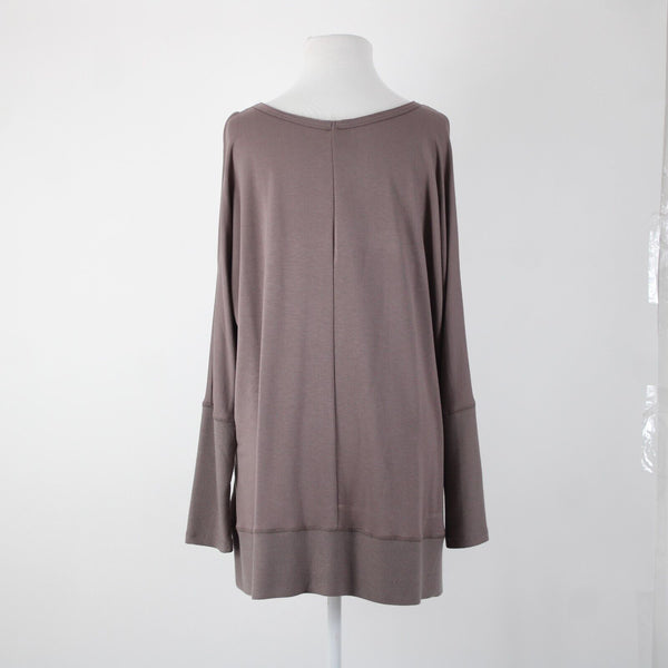 Wishlist NEW $39 Sz S Dusty Brown Asymmetrical Cold Shoulder Rayon Viscose Top