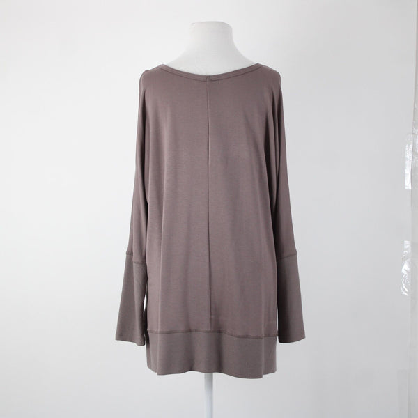 Wishlist NEW $39 Sz S Dusty Brown Asymmetrical Cold Shoulder Rayon Viscose Top