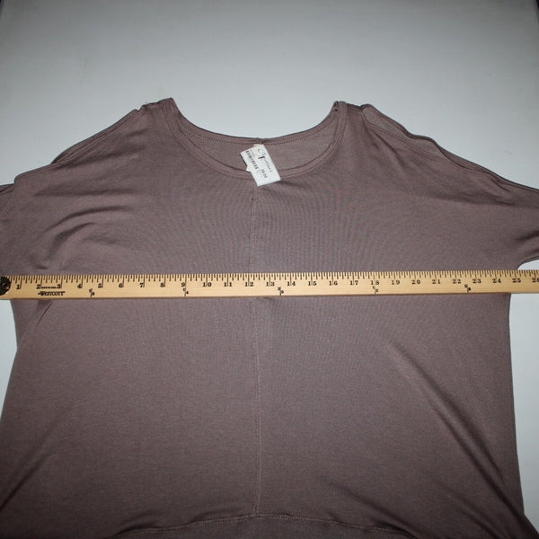 Wishlist NEW $39 Sz S Dusty Brown Asymmetrical Cold Shoulder Rayon Viscose Top