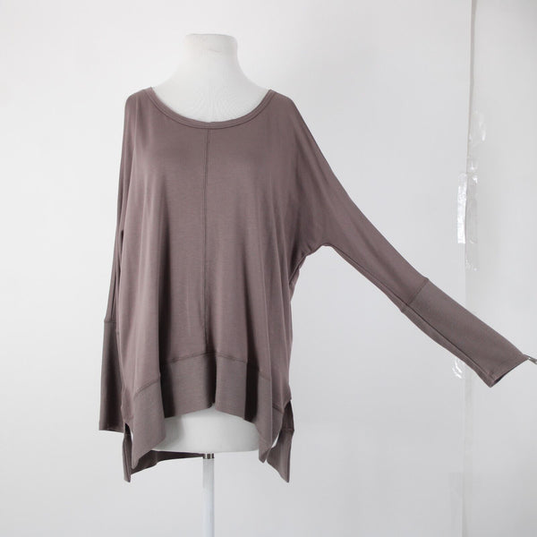 Wishlist NEW $39 Sz S Dusty Brown Asymmetrical Cold Shoulder Rayon Viscose Top