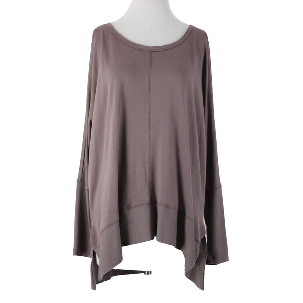 Wishlist NEW $39 Sz S Dusty Brown Asymmetrical Cold Shoulder Rayon Viscose Top