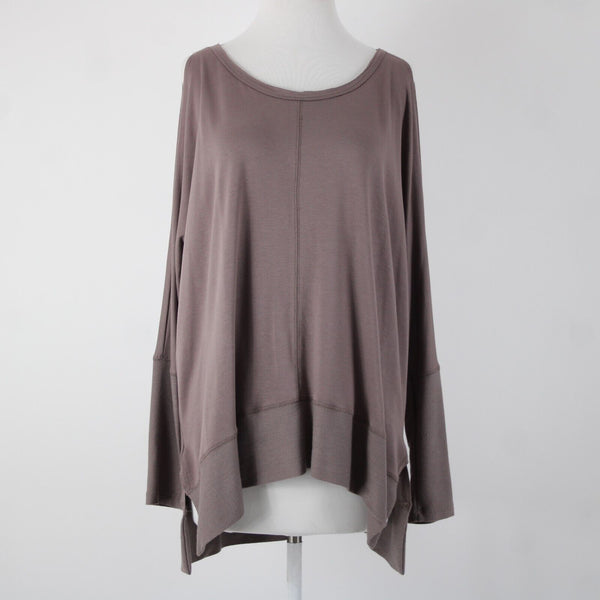 Wishlist NEW $39 Sz S Dusty Brown Asymmetrical Cold Shoulder Rayon Viscose Top