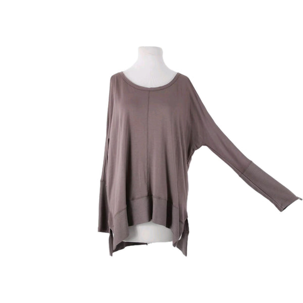 Wishlist NEW $39 Sz S Dusty Brown Asymmetrical Cold Shoulder Rayon Viscose Top