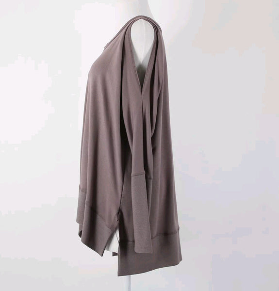 Wishlist NEW $39 Sz S Dusty Brown Asymmetrical Cold Shoulder Rayon Viscose Top