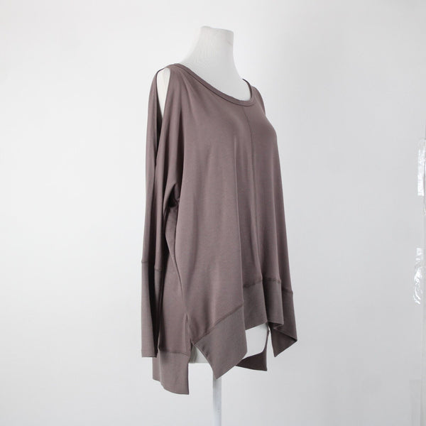 Wishlist NEW $39 Sz S Dusty Brown Asymmetrical Cold Shoulder Rayon Viscose Top