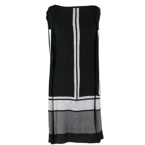 Vertigo NEW $230 Sz XS Black Gray Built in Cape Cotton Blend Sweater Knit Dress
