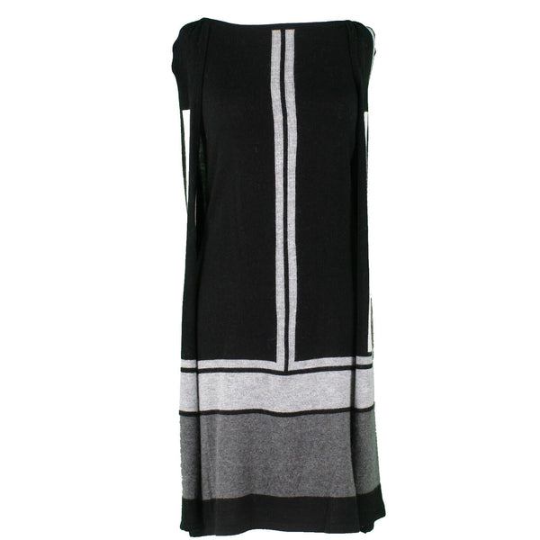Vertigo NEW $230 Sz XS Black Gray Built in Cape Cotton Blend Sweater Knit Dress