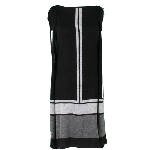 Vertigo NEW $230 Sz XS Black Gray Built in Cape Cotton Blend Sweater Knit Dress