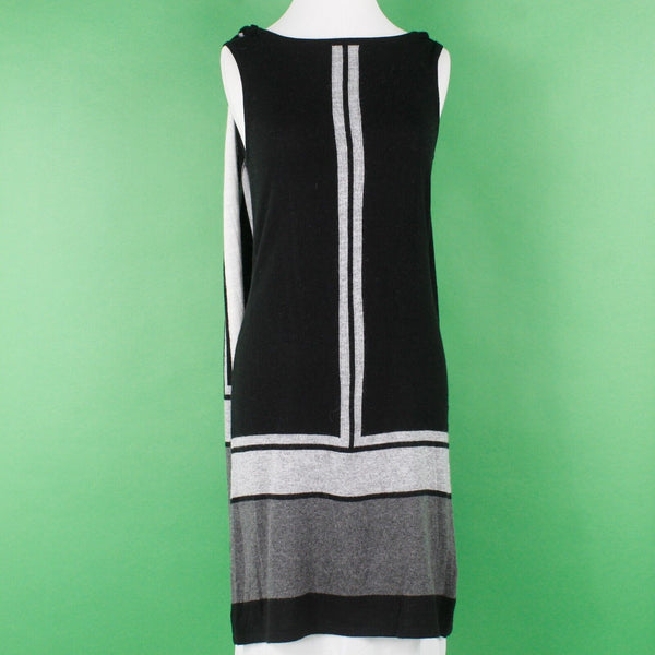 Vertigo NEW $230 Sz XS Black Gray Built in Cape Cotton Blend Sweater Knit Dress