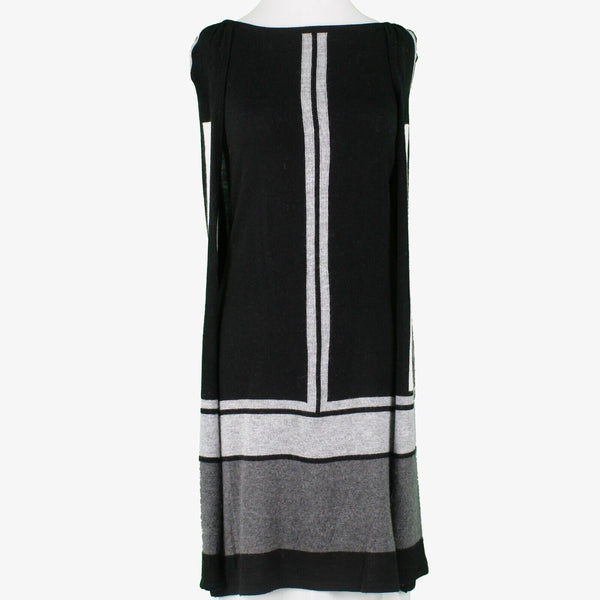 Vertigo NEW $230 Sz XS Black Gray Built in Cape Cotton Blend Sweater Knit Dress
