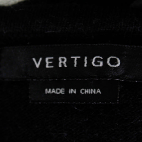 Vertigo NEW $230 Sz XS Black Gray Built in Cape Cotton Blend Sweater Knit Dress