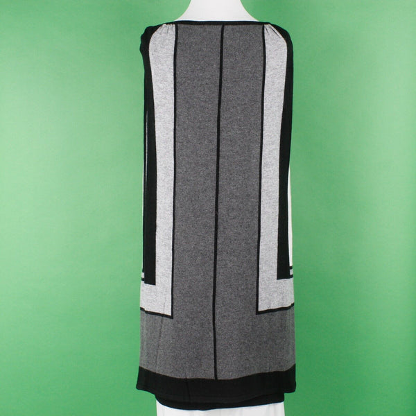 Vertigo NEW $230 Sz XS Black Gray Built in Cape Cotton Blend Sweater Knit Dress