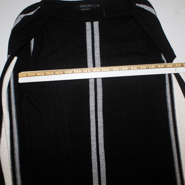 Vertigo NEW $230 Sz XS Black Gray Built in Cape Cotton Blend Sweater Knit Dress