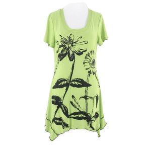 Frank Lyman Sz 8 Green Multi Silver Rhinestone Asymmetrical Poly Blend Top