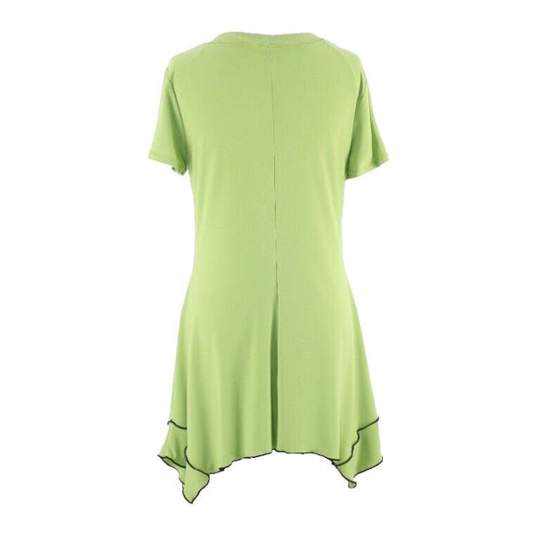 Frank Lyman Sz 8 Green Multi Silver Rhinestone Asymmetrical Poly Blend Top