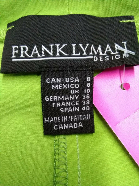 Frank Lyman Sz 8 Green Multi Silver Rhinestone Asymmetrical Poly Blend Top
