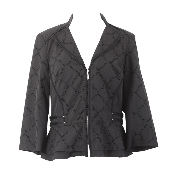 White House Black Market Jacket NEW Sz 12 Black Silver Zipper Polyester Nylon