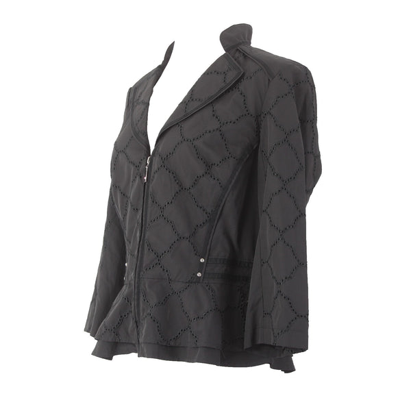 White House Black Market Jacket NEW Sz 12 Black Silver Zipper Polyester Nylon