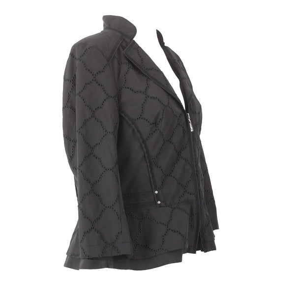 White House Black Market Jacket NEW Sz 12 Black Silver Zipper Polyester Nylon