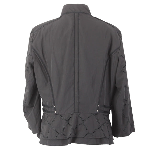 White House Black Market Jacket NEW Sz 12 Black Silver Zipper Polyester Nylon