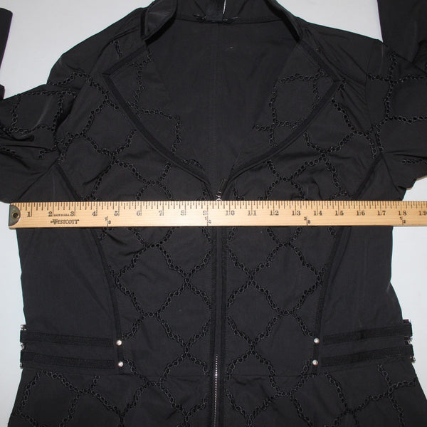 White House Black Market Jacket NEW Sz 12 Black Silver Zipper Polyester Nylon