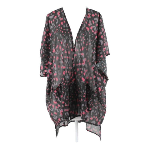 I'm In Love With Derek L Black Pink Animal Print Pocket 100% Polyester Wrap