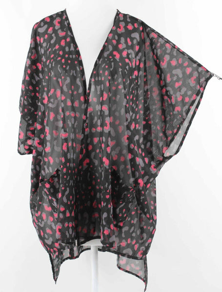 I'm In Love With Derek L Black Pink Animal Print Pocket 100% Polyester Wrap