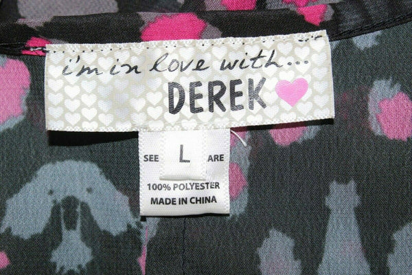 I'm In Love With Derek L Black Pink Animal Print Pocket 100% Polyester Wrap