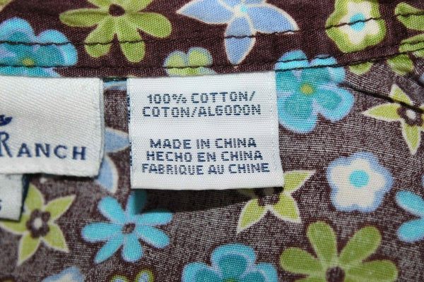 Angel Ranch Sz XS 4-5 Girls Brown Multi Floral Button Front 100% Cotton Top