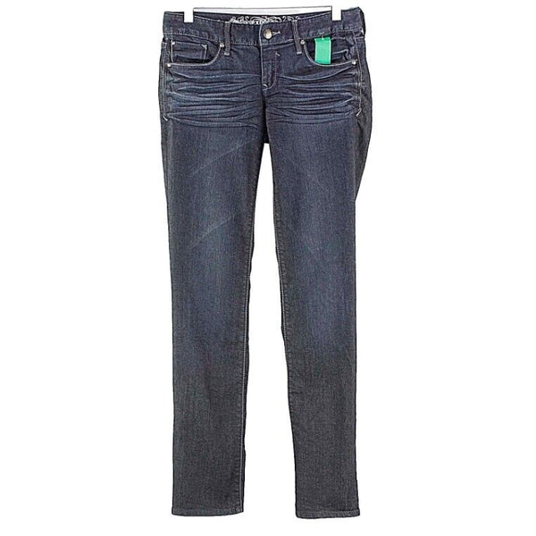 Express Stella Sz 0R x 33 Dark Blue Denim Skinny Leg Whisker Distress Jeans