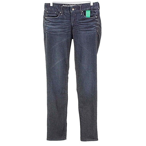 Express Stella Sz 0R x 33 Dark Blue Denim Skinny Leg Whisker Distress Jeans