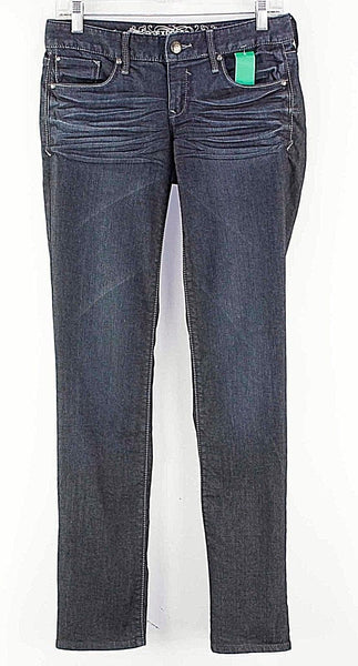 Express Stella Sz 0R x 33 Dark Blue Denim Skinny Leg Whisker Distress Jeans