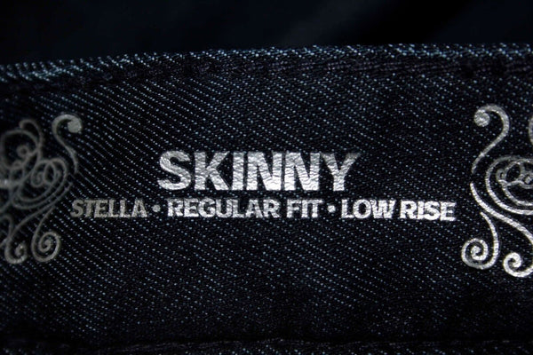 Express Stella Sz 0R x 33 Dark Blue Denim Skinny Leg Whisker Distress Jeans