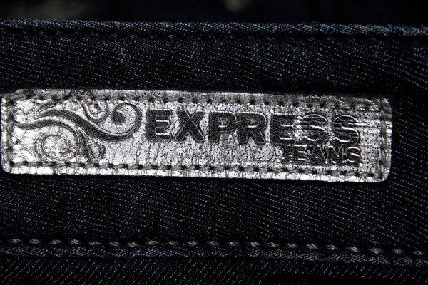 Express Stella Sz 0R x 33 Dark Blue Denim Skinny Leg Whisker Distress Jeans