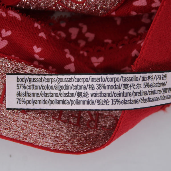Victorias Secret Panties Sz M NEW Red Metallic Thong String Set Of 3 Cotton