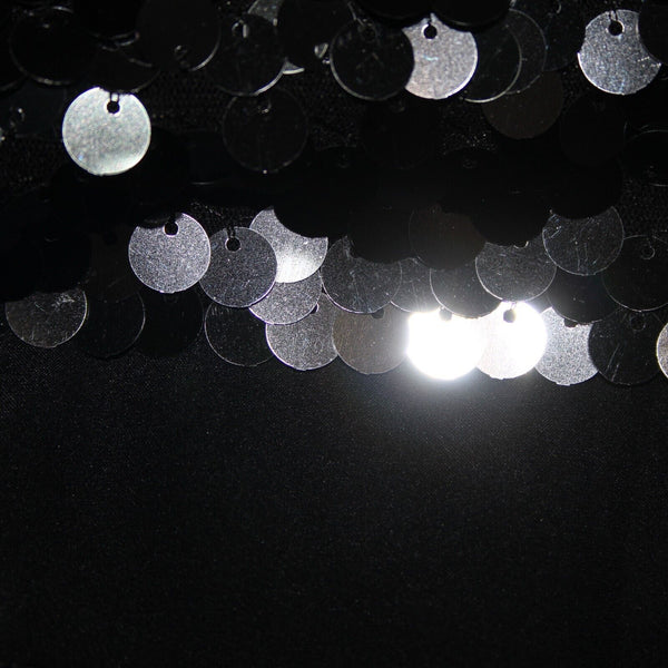 St John Sz 2 Silver Spangles Over Black Lined V Neck Polyester Silk Dress