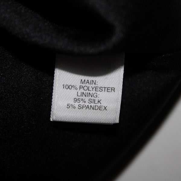 St John Sz 2 Silver Spangles Over Black Lined V Neck Polyester Silk Dress