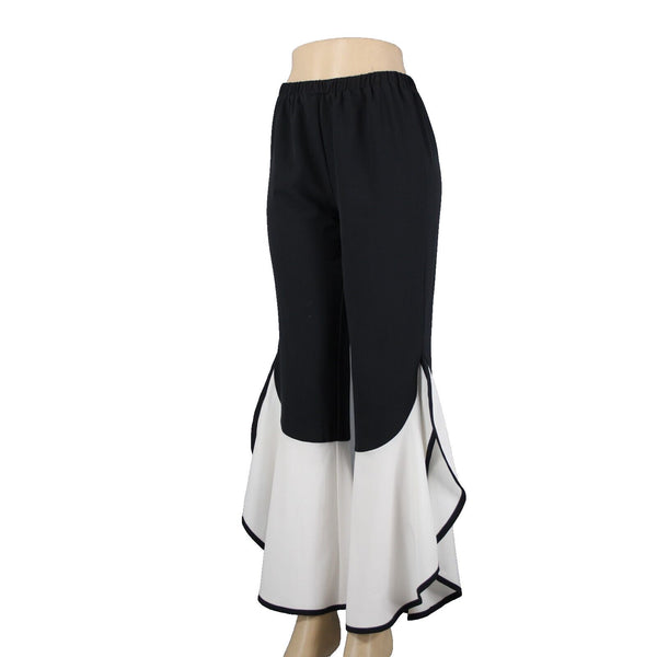 Masseys Sz S x 32 Black Elastic Waist White Calypso Flared 100% Poly Pant